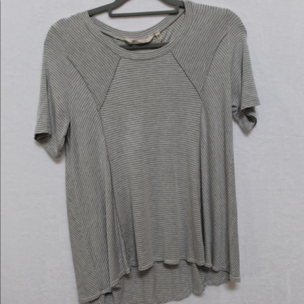 Soft Surroundings Gray & White Stripe Top Size S